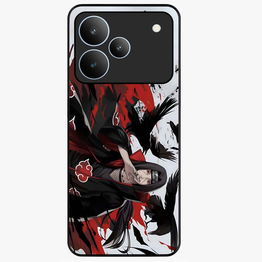 Crimson Crow Illusion Glass Case showing flat back view with artistic crow illusion artwork and glossy glass finish.
