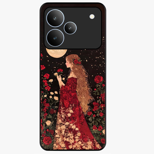 Crimson Dreams Glass Case showing flat back view with dreamy crimson artwork and glossy glass finish.
