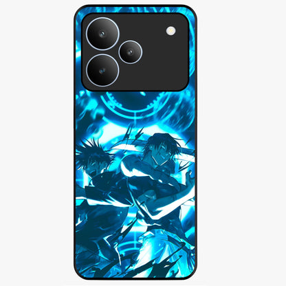 Cursed Energy Clash Glass Case showing flat back view with intense cursed energy artwork and glossy glass finish.