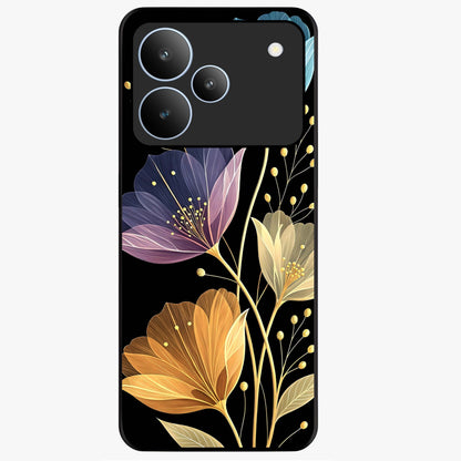 Delicate Multicolor Flowers Glass Case showing flat back view with vibrant floral artwork and glossy glass finish.