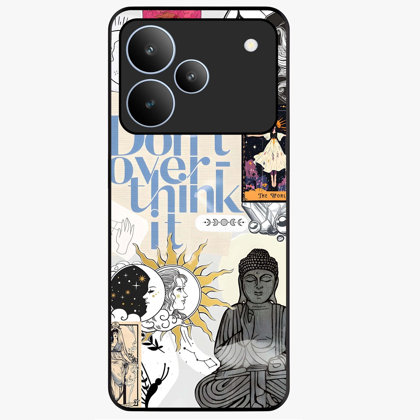 Ethereal Thoughts Glass Case showing flat back view with dreamy artistic artwork and glossy glass finish.