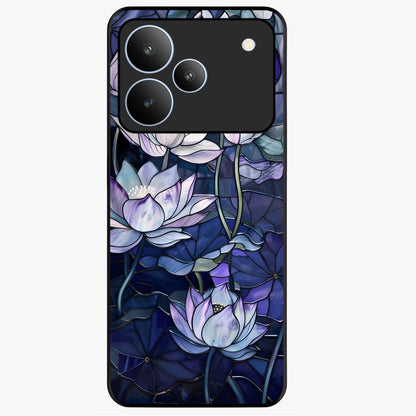 Gloss Petal Rush Glass Case showing flat back view with glossy flower petal artwork and smooth glass finish.