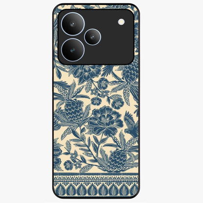 Heirloom Wild Bloom Glass Case showing flat back view with vintage inspired wild flower artwork and glossy glass finish.