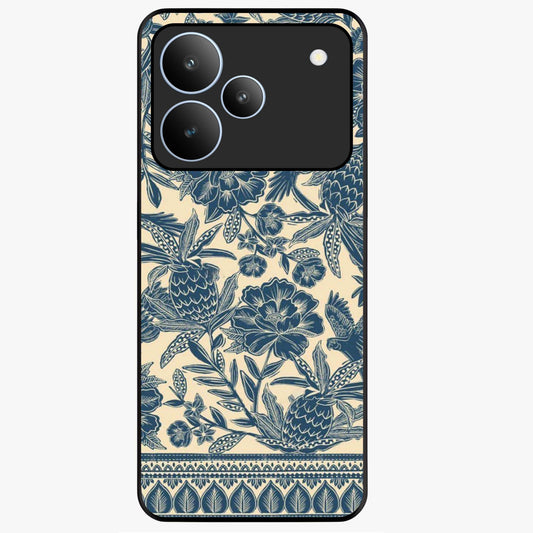 Heirloom Wild Bloom Glass Case showing flat back view with vintage inspired wild flower artwork and glossy glass finish.
