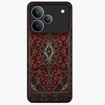 Heritage Carpet Royale Glass Case showing flat back view with ornate Persian carpet inspired pattern and glossy glass finish.
