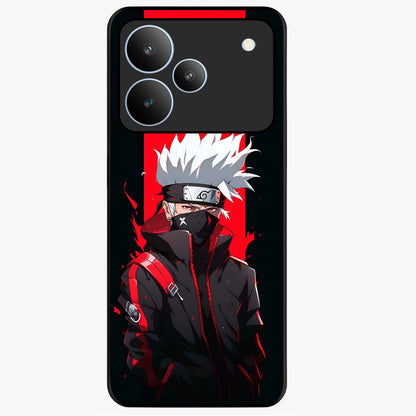 Kakashi Scarlet Shadow Glass Case showing flat back view with powerful anime ninja artwork and glossy glass finish.