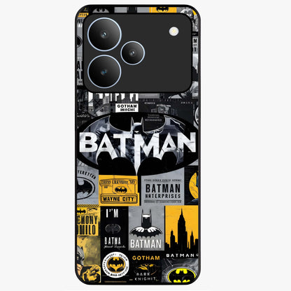 Knight Gotham Rise Glass Case showing flat back view with dark hero inspired artwork and glossy glass finish.