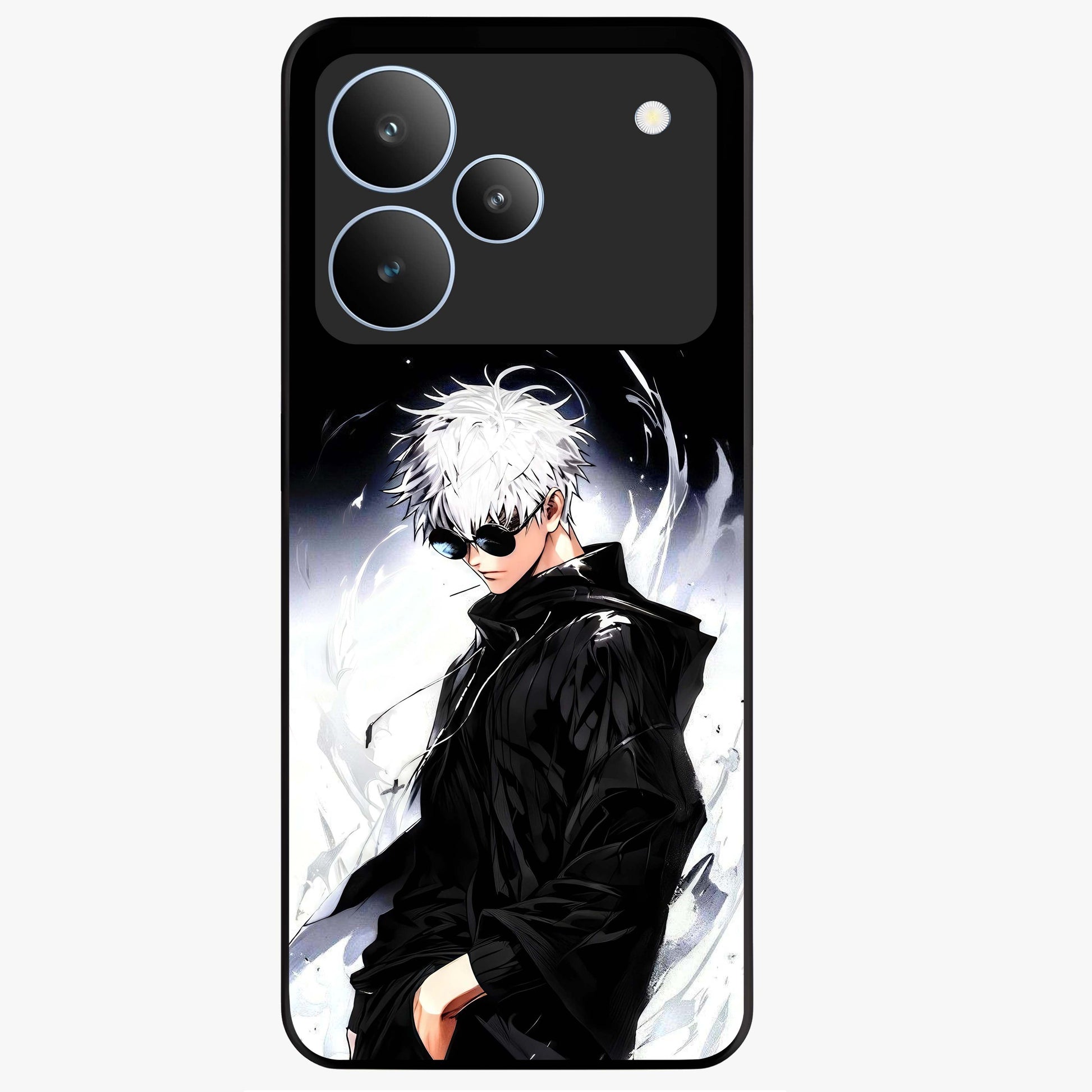 Limitless Shadow King Glass Case showing flat back view with powerful shadow warrior artwork and glossy glass finish.