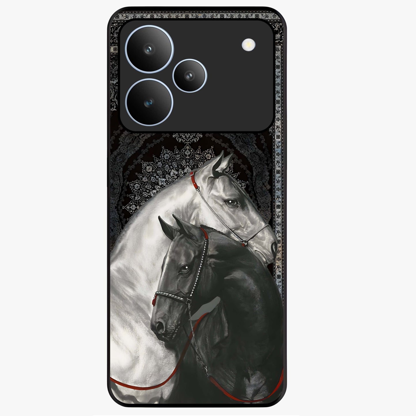 Majestic Ride Legacy Glass Case showing flat back view with powerful automotive inspired artwork and glossy glass finish.