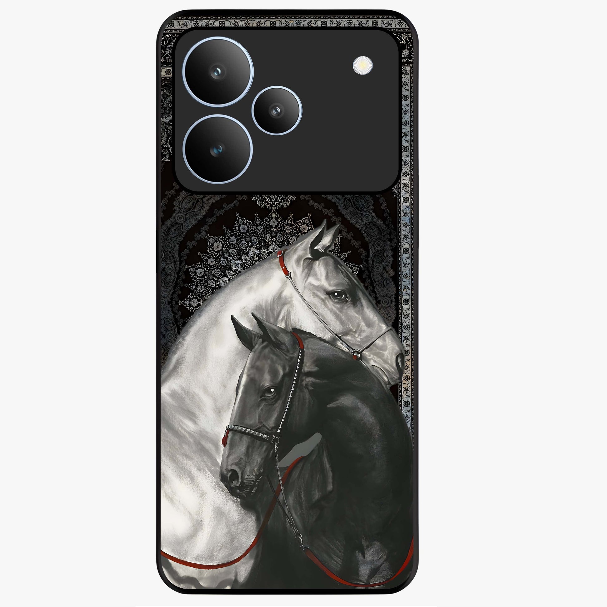 Majestic Ride Legacy Glass Case showing flat back view with powerful automotive inspired artwork and glossy glass finish.