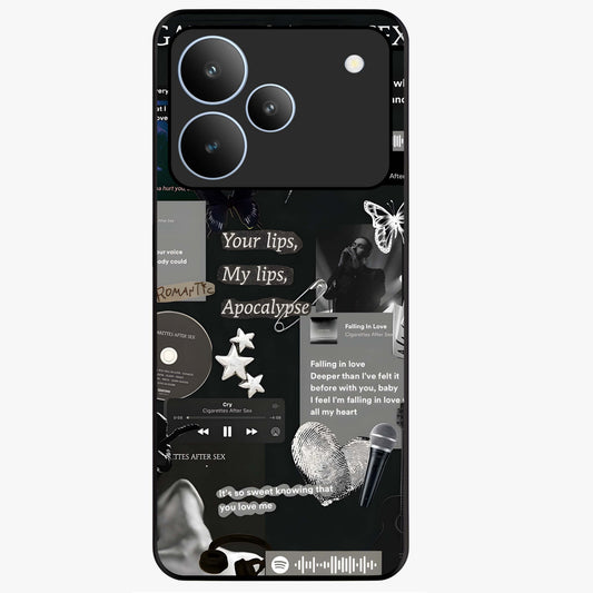 Midnight Love Echo Glass Case showing flat back view with romantic midnight themed artwork and glossy glass finish.