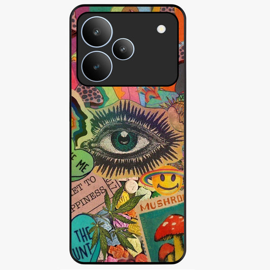 Mystic Eye Wonderland Glass Case showing flat back view with mystical eye themed artwork and glossy glass finish.