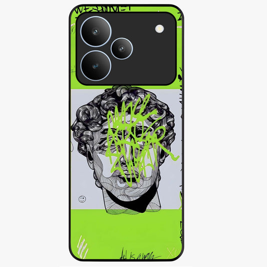 Neo Graffiti Rebellion Glass Case showing flat back view with vibrant graffiti artwork and glossy glass finish.