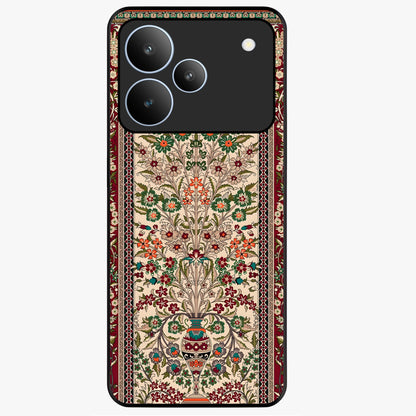 Persian Inspired Glass Case showing flat back view with ornate Persian style pattern artwork and glossy glass finish.
