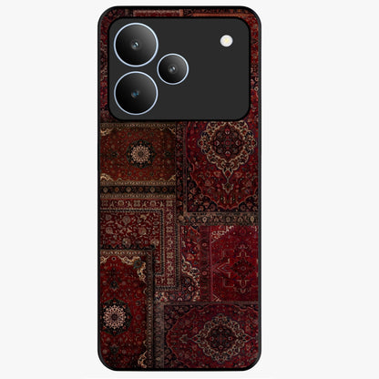 Persian Velvet Tale Glass Case showing flat back view with luxurious Persian velvet pattern artwork and glossy glass finish.