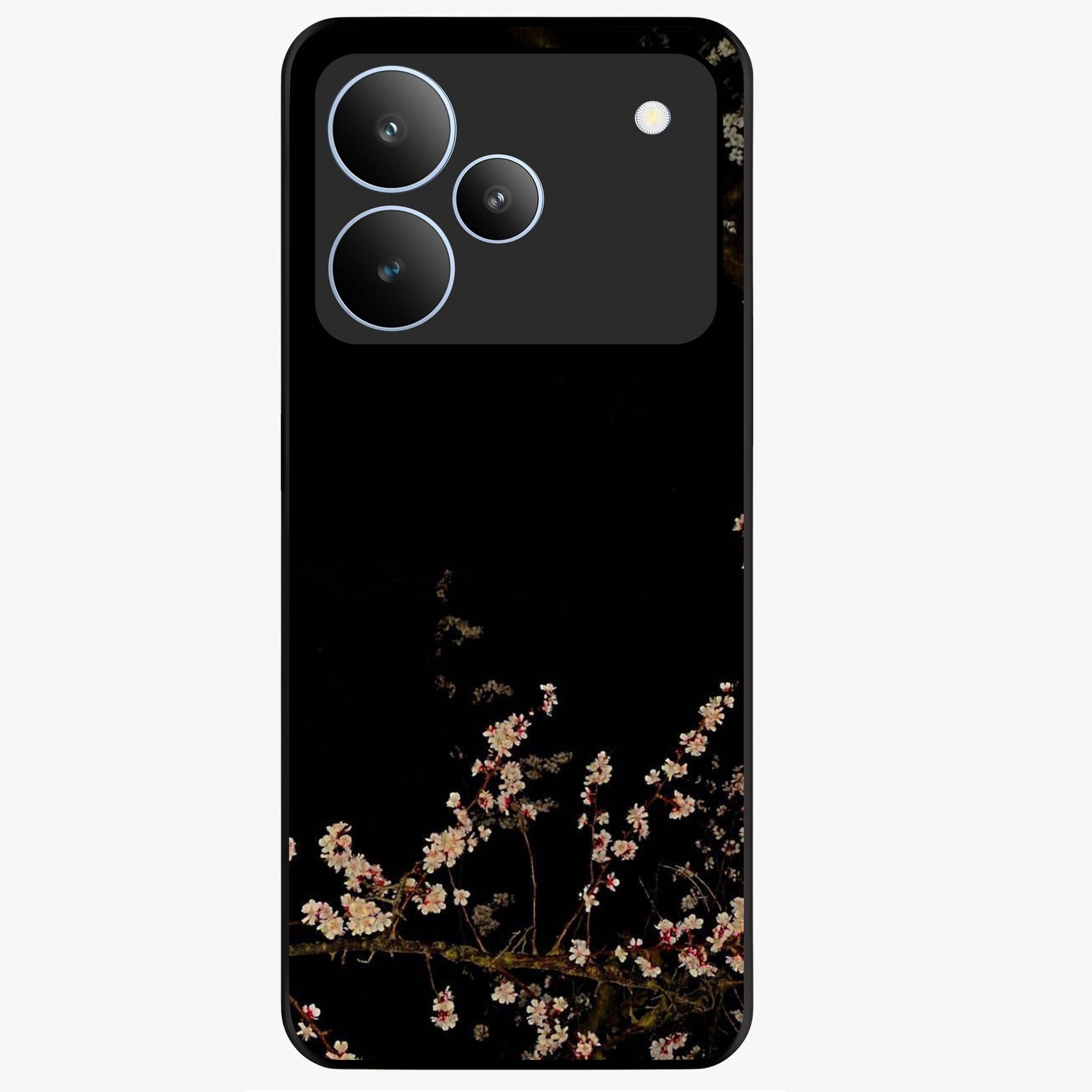 Petal Moon Light With Custom Name Glass Case showing flat back view with floral moonlight artwork and personalized name design.