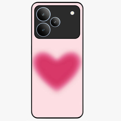Pink Aura Heart Glass Case showing flat back view with glowing heart artwork and glossy glass finish.