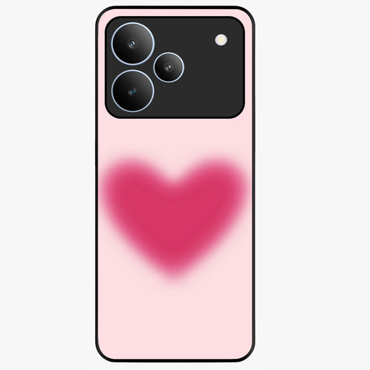 Pink Aura Heart Glass Case showing flat back view with glowing heart artwork and glossy glass finish.