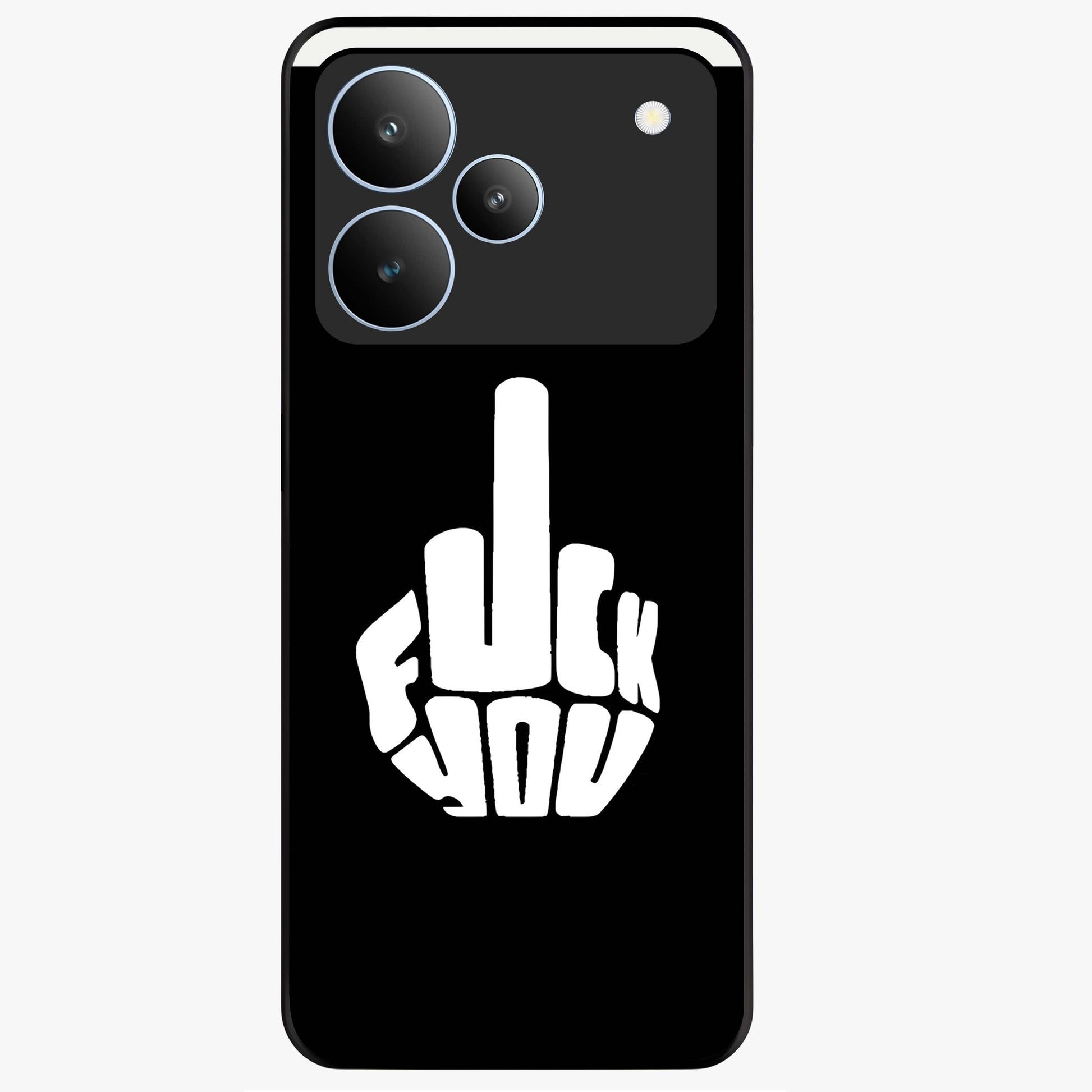 Rebel Mode On Glass Case showing flat back view with bold rebellious typography artwork and glossy glass finish.