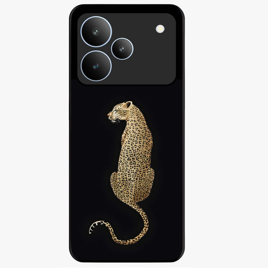 Regal Leopard Glass Case showing flat back view with bold leopard artwork and glossy glass finish.