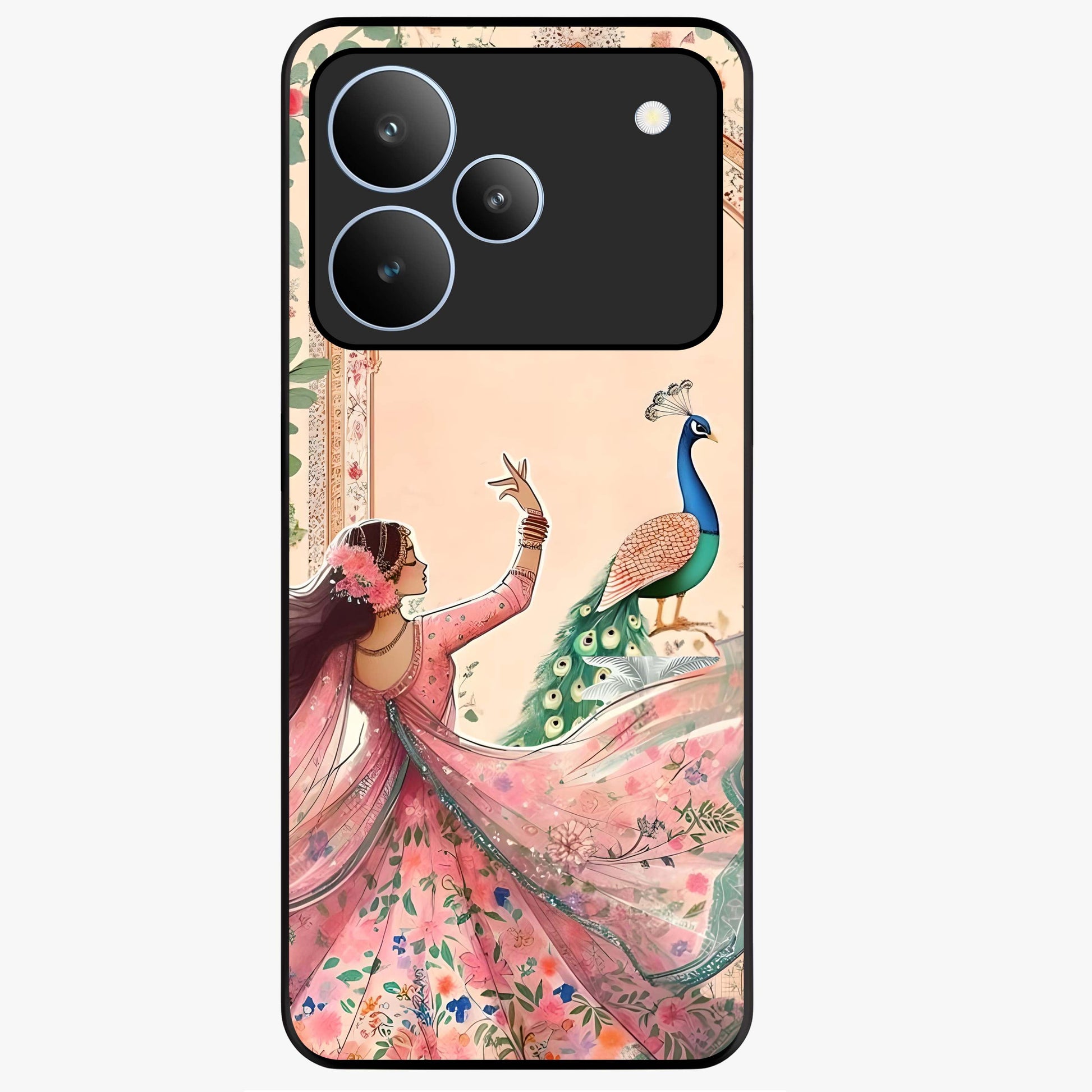 Royal Grace Muse Glass Case showing flat back view with elegant artistic artwork and glossy glass finish.