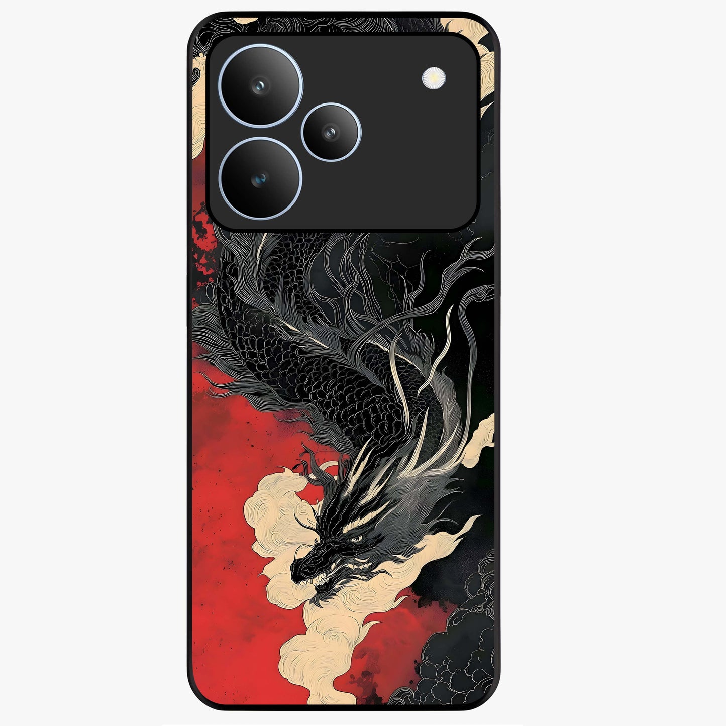Shadow Dragon Fury Glass Case showing flat back view with fierce dragon artwork and glossy glass finish.