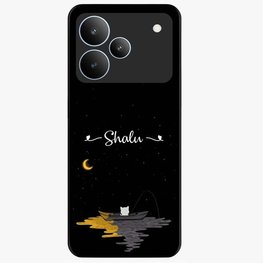 Silent Night Row Glass Case showing flat back view with calm night themed artwork and glossy glass finish.