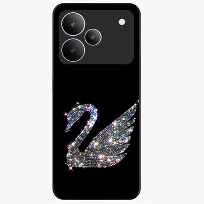Starlit Swan Grace Glass Case showing flat back view with graceful swan artwork under starry sky and glossy glass finish.