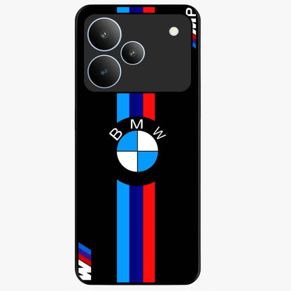Turbo BMW Beast Glass Case showing flat back view with high performance sports car artwork and glossy glass finish.