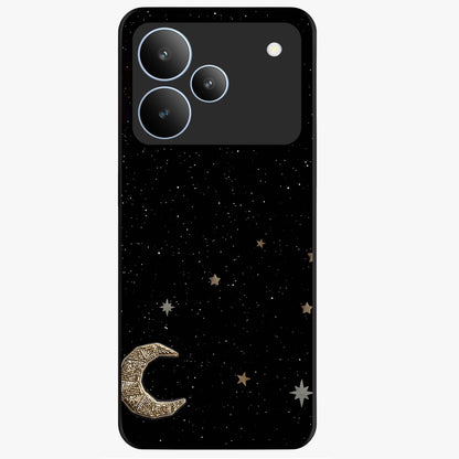 Twinkle Star With Half Moon Glass Case showing flat back view with star and half moon artwork and glossy glass finish.