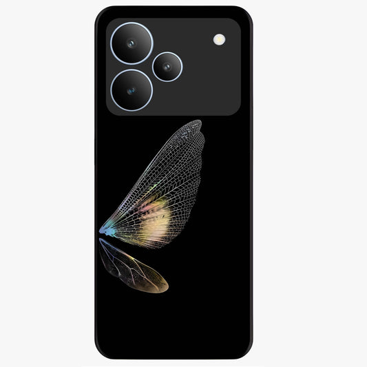 Whispers Of Wings Glass Case showing flat back view with graceful wing inspired artwork and glossy glass finish.