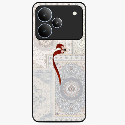 White Aesthetic Bow Glass Case showing flat back view with minimal bow artwork and glossy glass finish.