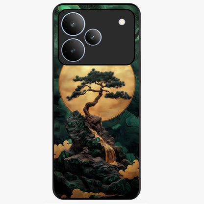 Zen Moon Rise Glass Case showing flat back view with calm moonrise artwork and glossy glass finish.