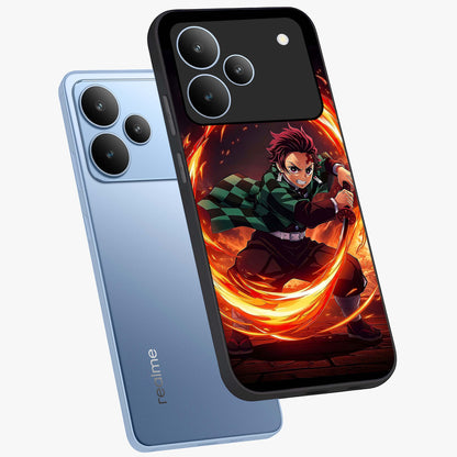 Blazing Sword Resolve Glass Case displayed in angled mockup highlighting powerful sword illustration and bold fantasy theme.