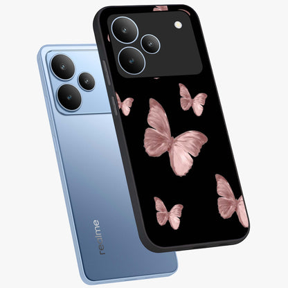 Butterfly Pattern Glass Case displayed in angled mockup highlighting delicate butterfly design and aesthetic pattern style.