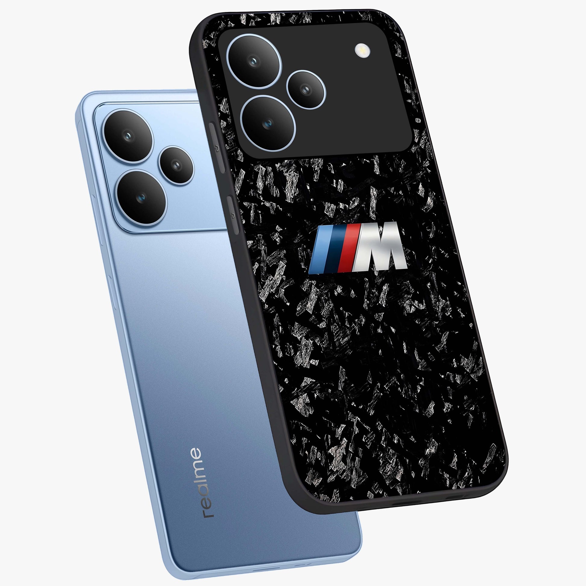 Carbon Speed Mark Glass Case displayed in angled mockup highlighting racing inspired carbon design and sleek aesthetic style.