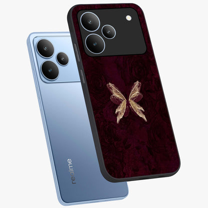 Crimson Fade Butterfly Glass Case displayed in angled mockup highlighting elegant butterfly design with crimson gradient aesthetic.