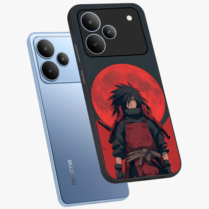 Crimson Moon Warlord Glass Case displayed in angled mockup highlighting dramatic crimson moon design with fantasy aesthetic.