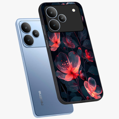 Dark Shade of Flower Glass Case displayed in angled mockup highlighting moody floral illustration with aesthetic dark tones.