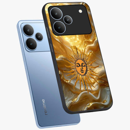 Eternal Golden Glow Glass Case displayed in angled mockup highlighting glowing golden aesthetic design with elegant style.