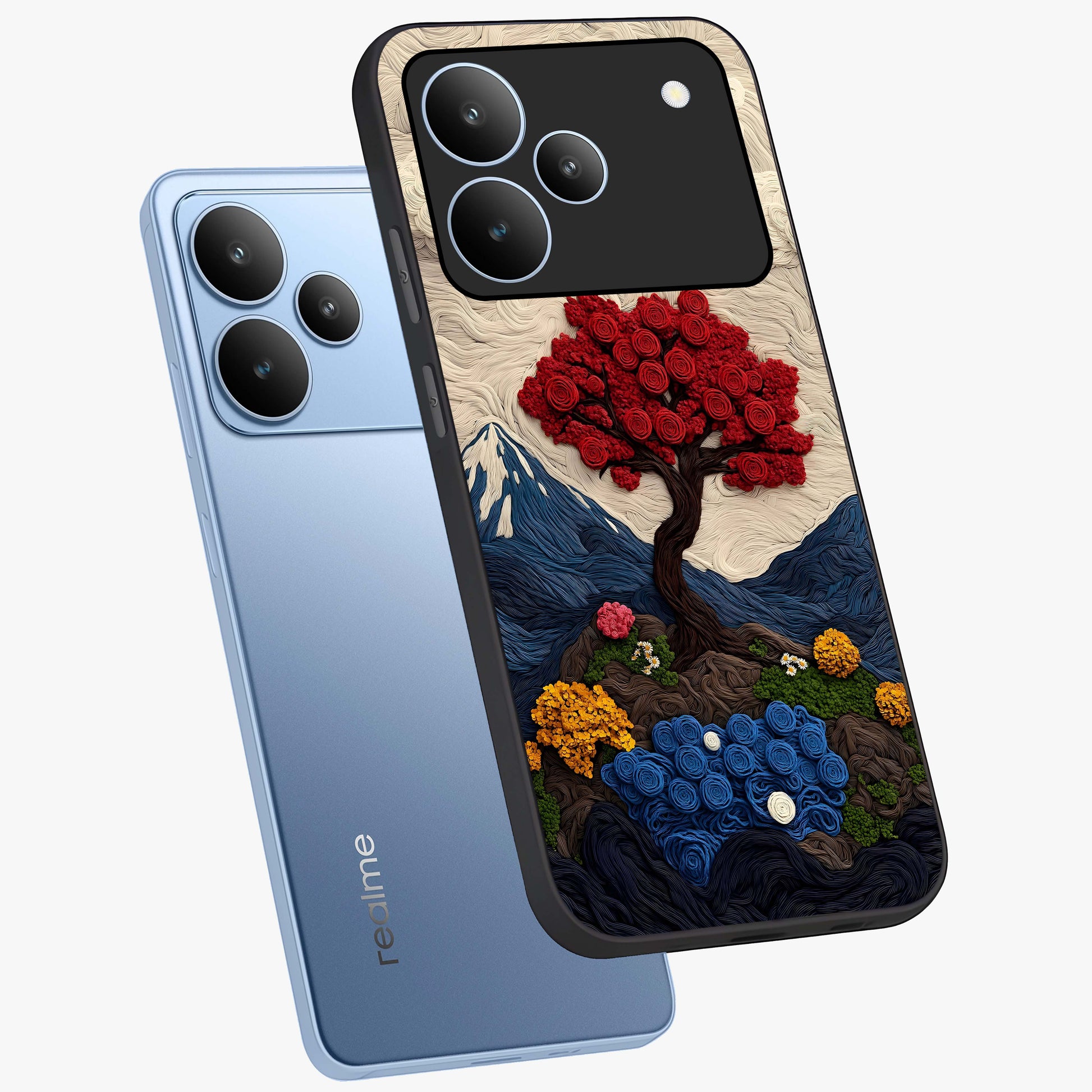 Eternal Nature Tapestry Glass Case displayed in angled mockup highlighting detailed botanical pattern with artistic aesthetic.