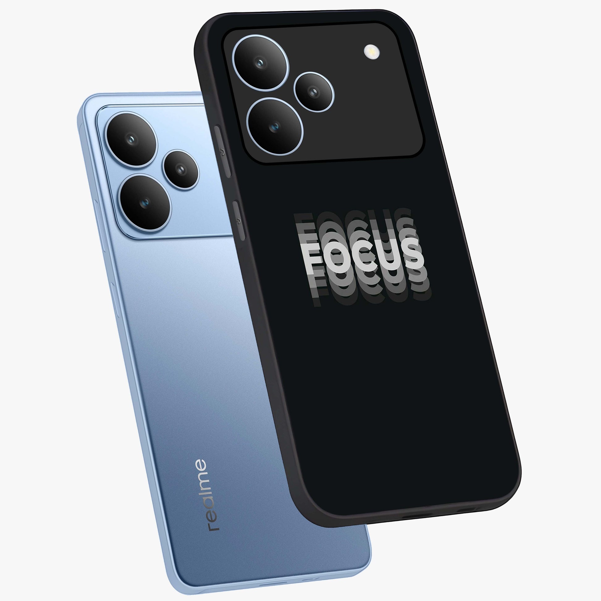 Focus Mode On Glass Case displayed in angled mockup highlighting clean minimal text artwork with modern aesthetic style.