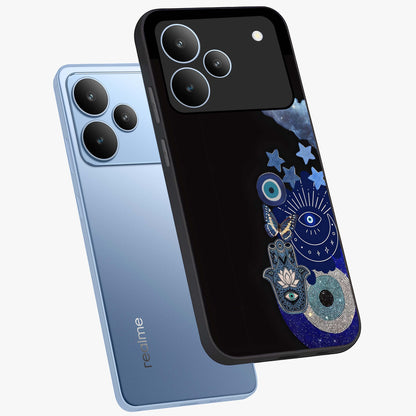 Galactic Charm Cluster Glass Case displayed in angled mockup highlighting luminous galaxy inspired design with dreamy aesthetic.