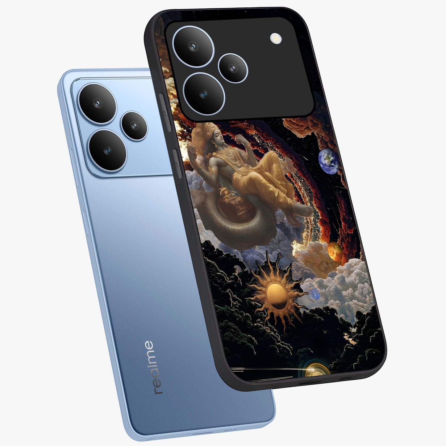 Galactic Divine God Glass Case displayed in angled mockup highlighting powerful celestial deity illustration with galactic aesthetic.