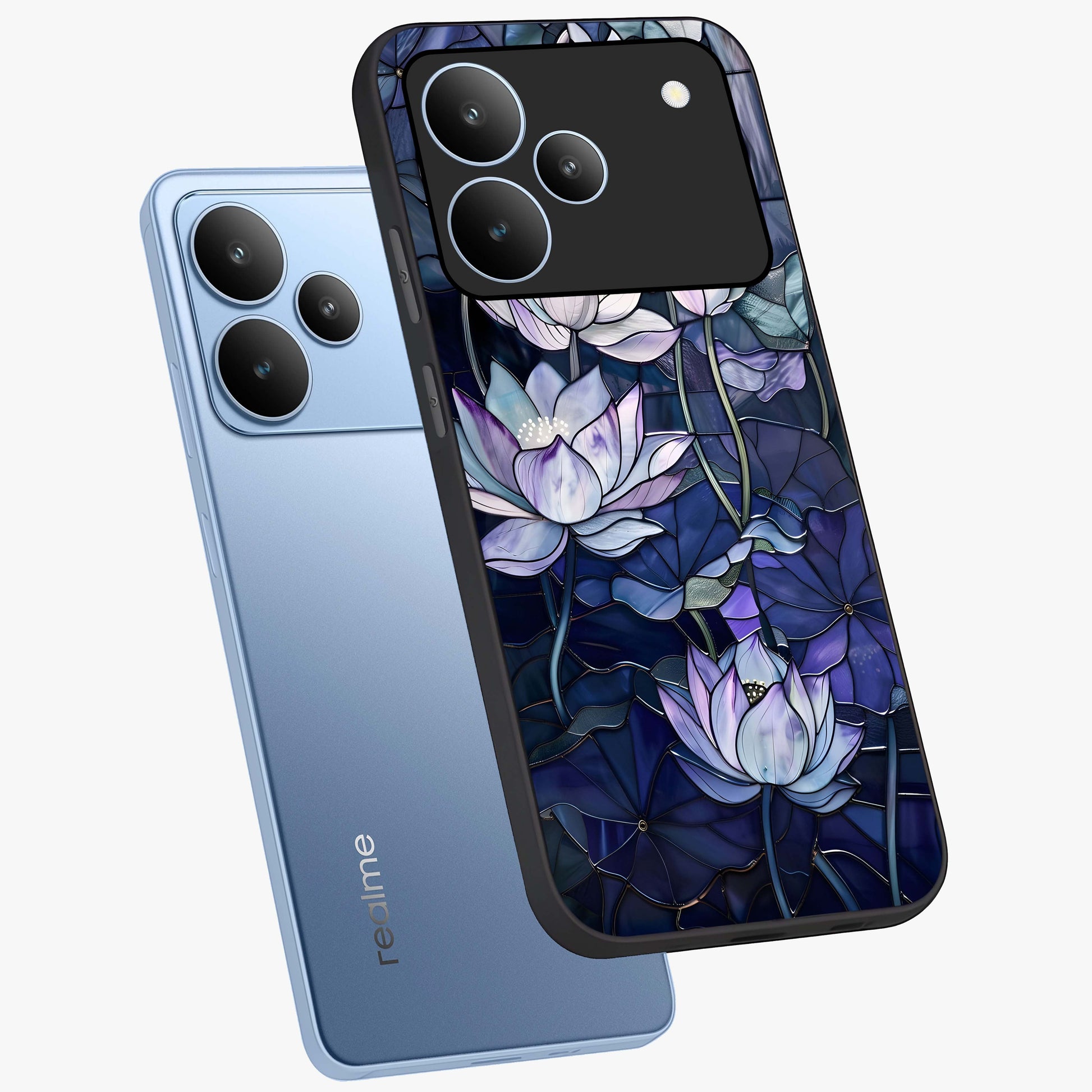 Gloss Petal Rush Glass Case displayed in angled mockup highlighting vibrant petal design with elegant floral aesthetic.