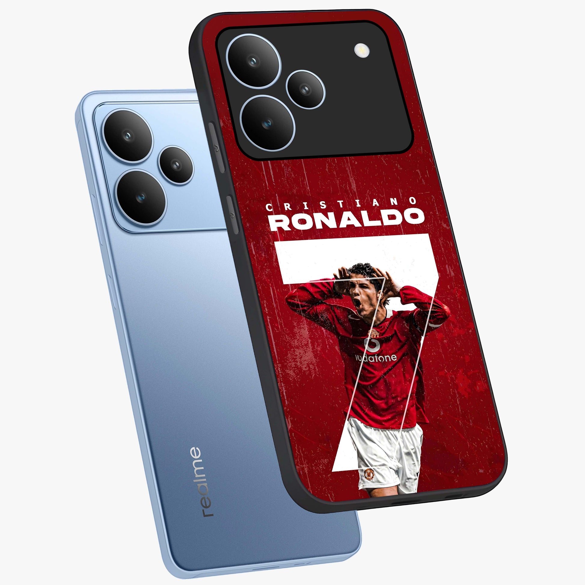 Goal Celebration Legacy Glass Case displayed in angled mockup highlighting energetic sports celebration design with bold athletic theme.