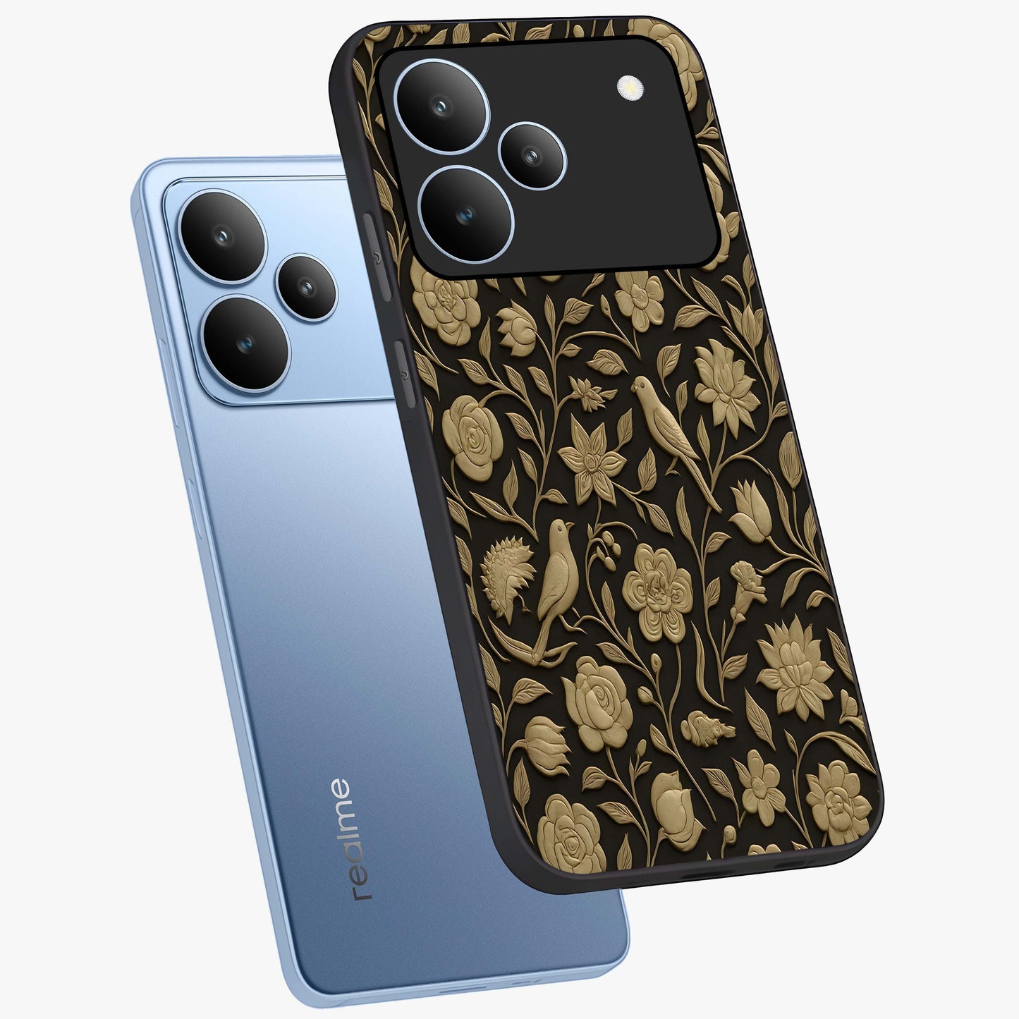 Golden Evil Eye Mandala Glass Case displayed in angled mockup highlighting protective evil eye symbol with golden mandala design.
