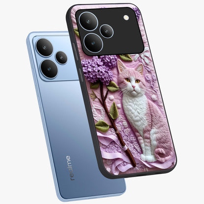 Lavender Cat Whimsy Glass Case displayed in angled mockup highlighting playful feline illustration with pastel lavender aesthetic.