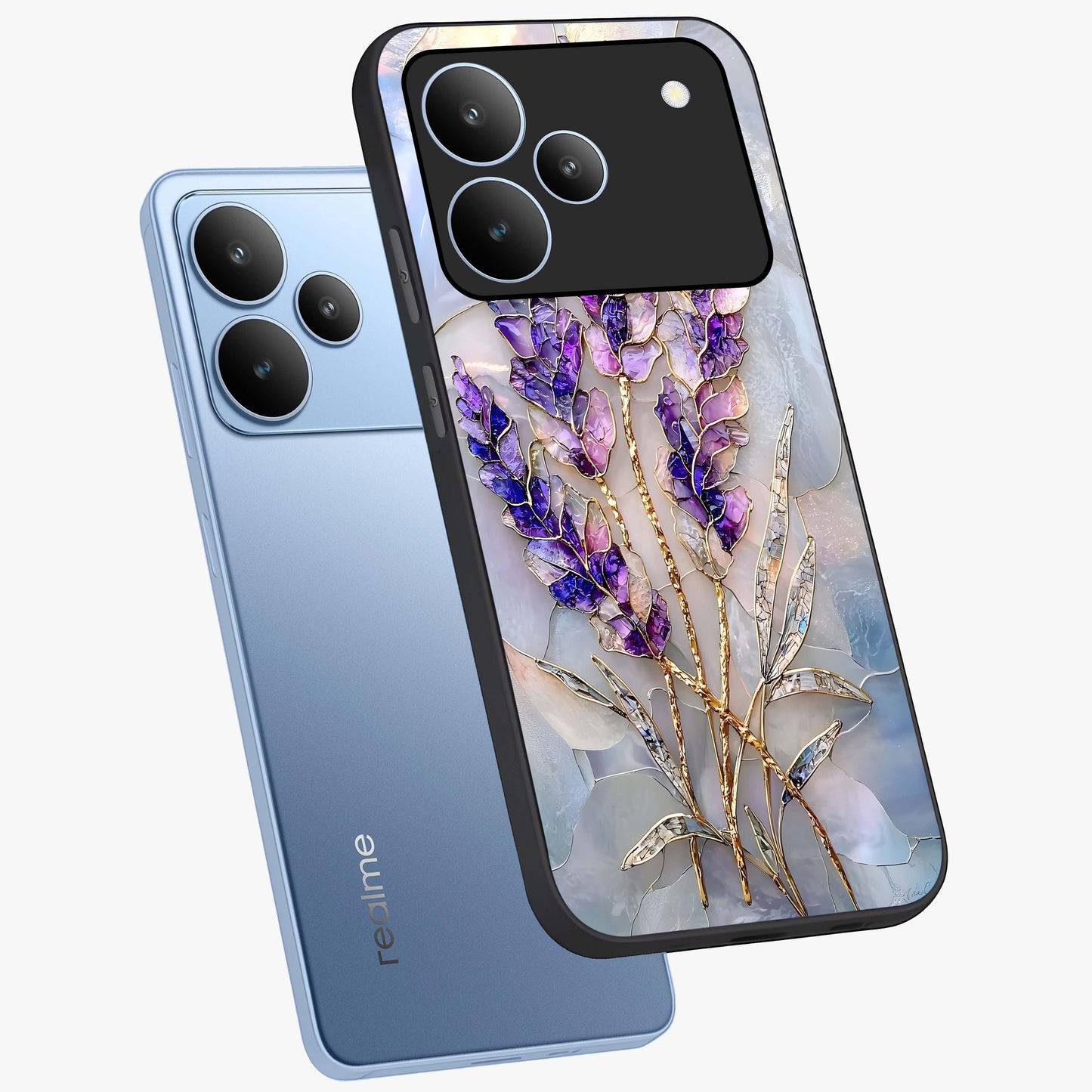 Lavender Dream Glow Glass Case displayed in angled mockup highlighting dreamy purple glow design with soft artistic style.