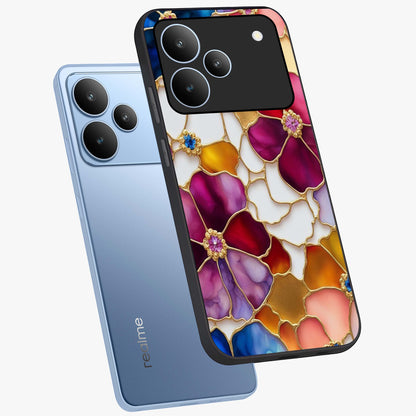 Marble Flower Pattern Glass Case displayed in angled mockup highlighting elegant marble floral design with modern aesthetic.
